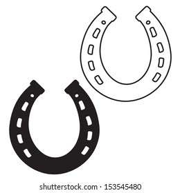HORSESHOE outline and silhouette vector