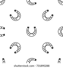 Horseshoe pattern repeat seamless in black color for any design. Vector geometric illustration