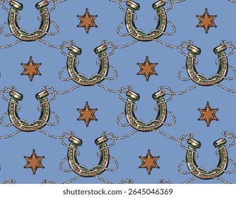 Horseshoe pattern seamless. Horseshoe symbol of happiness. Rope Design for fashion , fabric, textile, wallpaper , wrapping and all prints