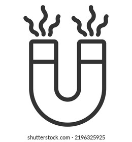Horseshoe permanent magnet - icon, illustration on white background, outline style