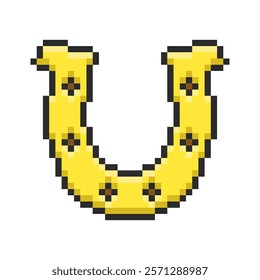 Horseshoe in pixel style. Symbol of success and luck. Vector illustration