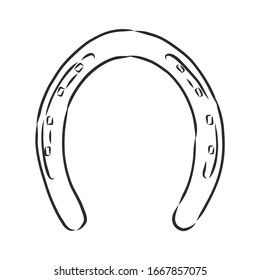 Horseshoe realistic, vector sketch illustration 