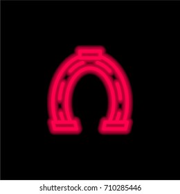 Horseshoe red glowing neon ui ux icon. Glowing sign logo vector
