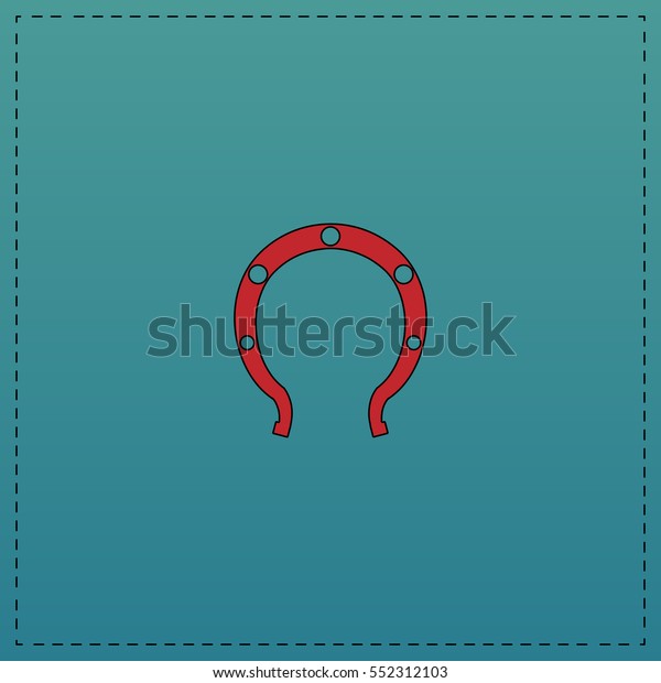 Horseshoe Red Vector Icon Black Contour Stock Vector (Royalty Free