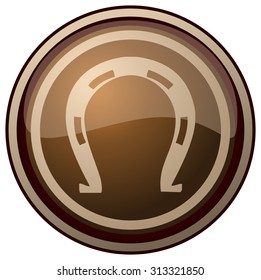 Horseshoe Round Glossy Sign, Vector Illustration. 