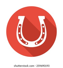 Horseshoe round vector icon with long shadow