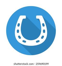 Horseshoe round vector icon with long shadow