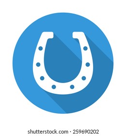 Horseshoe round vector icon with long shadow