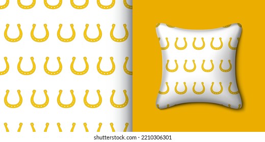 Horseshoe seamless pattern with pillow. Vector illustration