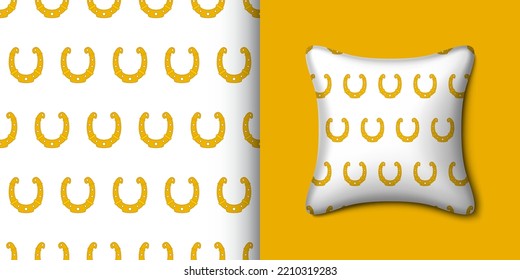 Horseshoe seamless pattern with pillow. Vector illustration