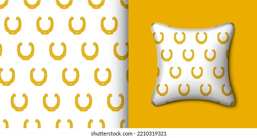 Horseshoe seamless pattern with pillow. Vector illustration