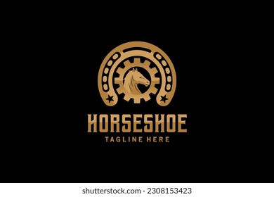 Horseshoe service or care logo design with luxury vintage style