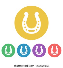 horseshoe set vector colored round icons