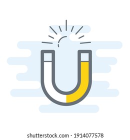 Horseshoe shaped magnet icon in simple flat style