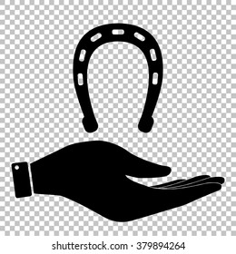 Horseshoe sign. Flat style icon vector illustration.