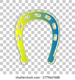Horseshoe sign illustration. Blue to green gradient Icon with Four Roughen Contours on stylish transparent Background. Illustration.