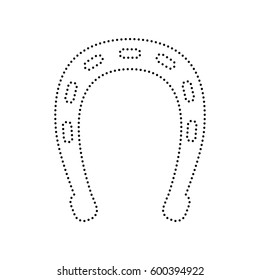 Horseshoe sign illustration. Vector. Black dotted icon on white background. Isolated.