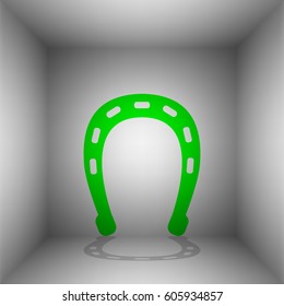 Horseshoe sign illustration. Vector. Green icon with shadow in the room.