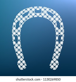 Horseshoe sign illustration. Vector. White textured icon at lapis lazuli gradient background.