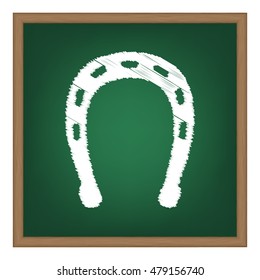 Horseshoe sign illustration. White chalk effect on green school board.