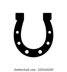 horseshoe silhouette, black filled vector icon, symbol of luck, saint patricks day