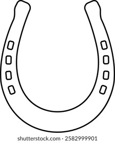 Horseshoe silhouette isolated on transparent background. Vintage Horseshoe icon in line horseshoe and symbol of luck Hand drawn lucky horseshoe Tattoo design Vector for apps or website