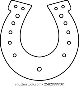 Horseshoe silhouette isolated on transparent background. Vintage Horseshoe icon in line horseshoe and symbol of luck Hand drawn lucky horseshoe Tattoo design Vector for apps or website