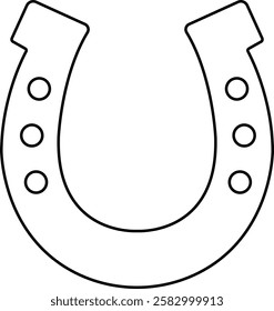 Horseshoe silhouette isolated on transparent background. Vintage Horseshoe icon in line horseshoe and symbol of luck Hand drawn lucky horseshoe Tattoo design Vector for apps or website