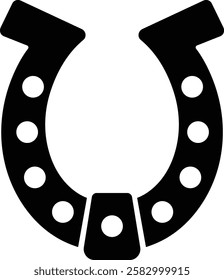 Horseshoe silhouette isolated on transparent background. Vintage Horseshoe icon in flat horseshoe and symbol of luck Hand drawn lucky horseshoe Tattoo design Vector for apps or website