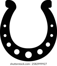 Horseshoe silhouette isolated on transparent background. Vintage Horseshoe icon in flat horseshoe and symbol of luck Hand drawn lucky horseshoe Tattoo design Vector for apps or website