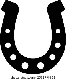 Horseshoe silhouette isolated on transparent background. Vintage Horseshoe icon in flat horseshoe and symbol of luck Hand drawn lucky horseshoe Tattoo design Vector for apps or website