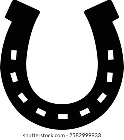 Horseshoe silhouette isolated on transparent background. Vintage Horseshoe icon in flat horseshoe and symbol of luck Hand drawn lucky horseshoe Tattoo design Vector for apps or website