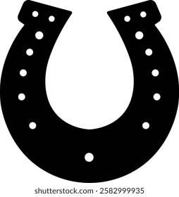 Horseshoe silhouette isolated on transparent background. Vintage Horseshoe icon in flat horseshoe and symbol of luck Hand drawn lucky horseshoe Tattoo design Vector for apps or website