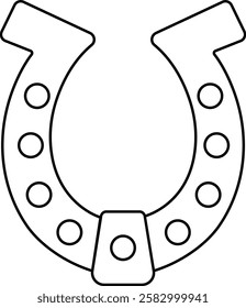 Horseshoe silhouette isolated on transparent background. Vintage Horseshoe icon in line horseshoe and symbol of luck Hand drawn lucky horseshoe Tattoo design Vector for apps or website