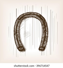 Horseshoe sketch style vector illustration. Old hand drawn engraving imitation. Vegetable illustration