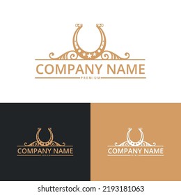 horseshoe or stable or blacksmith logo. Badge Vintage Horseshoe Logo Template Vector