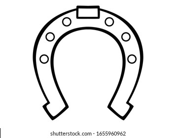 Horseshoe symbol of good luck - vector linear picture for coloring. Outline. Horseshoe is a talisman of abundance and good luck. Horseshoe for good luck.