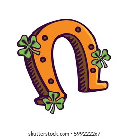 Horseshoe. Symbol of St Patrick's day. Vector images for your business and design. For postcards, cartoons, games, wallpapers, linen and clothing