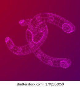 Horseshoe symbolizes good luck. Wireframe low poly mesh vector illustration.