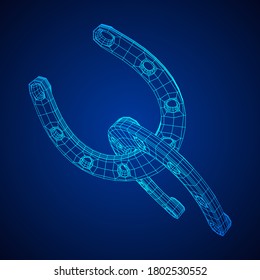 Hufeisen symbolisiert Glück. Wireframe Low-Poly-Mesh, Vektorgrafik.