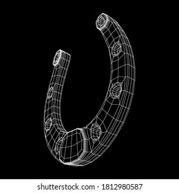 Hufeisen symbolisiert Glück. Wireframe Low-Poly-Mesh, Vektorgrafik.