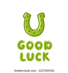Horseshoe - talisman on Good luck. Excellent design for sticker, patch, poster, card, brochures, t-shirts, etc.