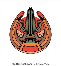 diseño de Vector de ilustración de tatuaje de herradura