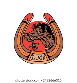 horseshoe tattoo illustration vector design