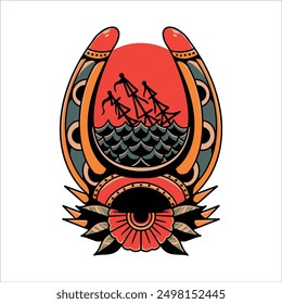 horseshoe tattoo illustration vector design
