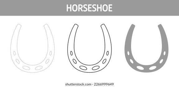 Horseshoe tracing and coloring worksheet for kids