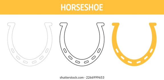 Horseshoe tracing and coloring worksheet for kids
