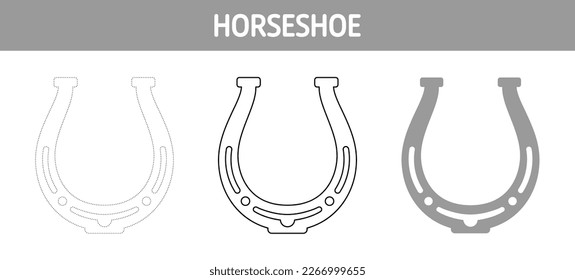 Horseshoe tracing and coloring worksheet for kids