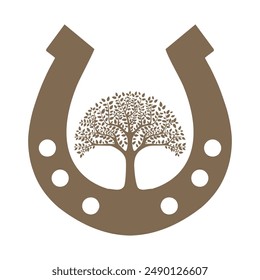 herradura y árbol de inspiración para logotipos, iconos y símbolos en los Anuncios