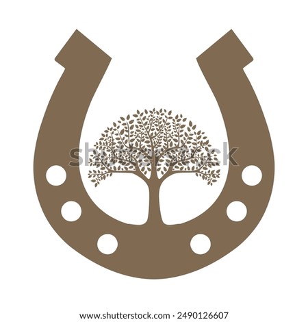 horseshoe and tree inspiration for logos, icons and symbols on banners